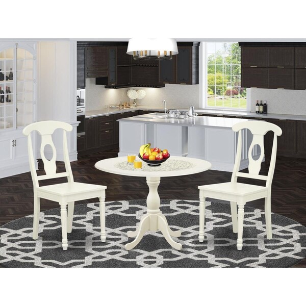 East West Furniture 3 Piece Dublin Dinette Set - Linen White DMKE3-LWH-W - main